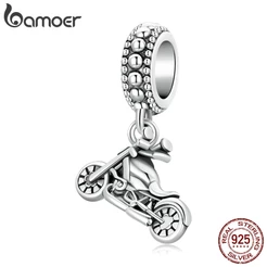 Bamoer Pingente De Motocicleta Prata 925 DIY Acessórios Bsc534
