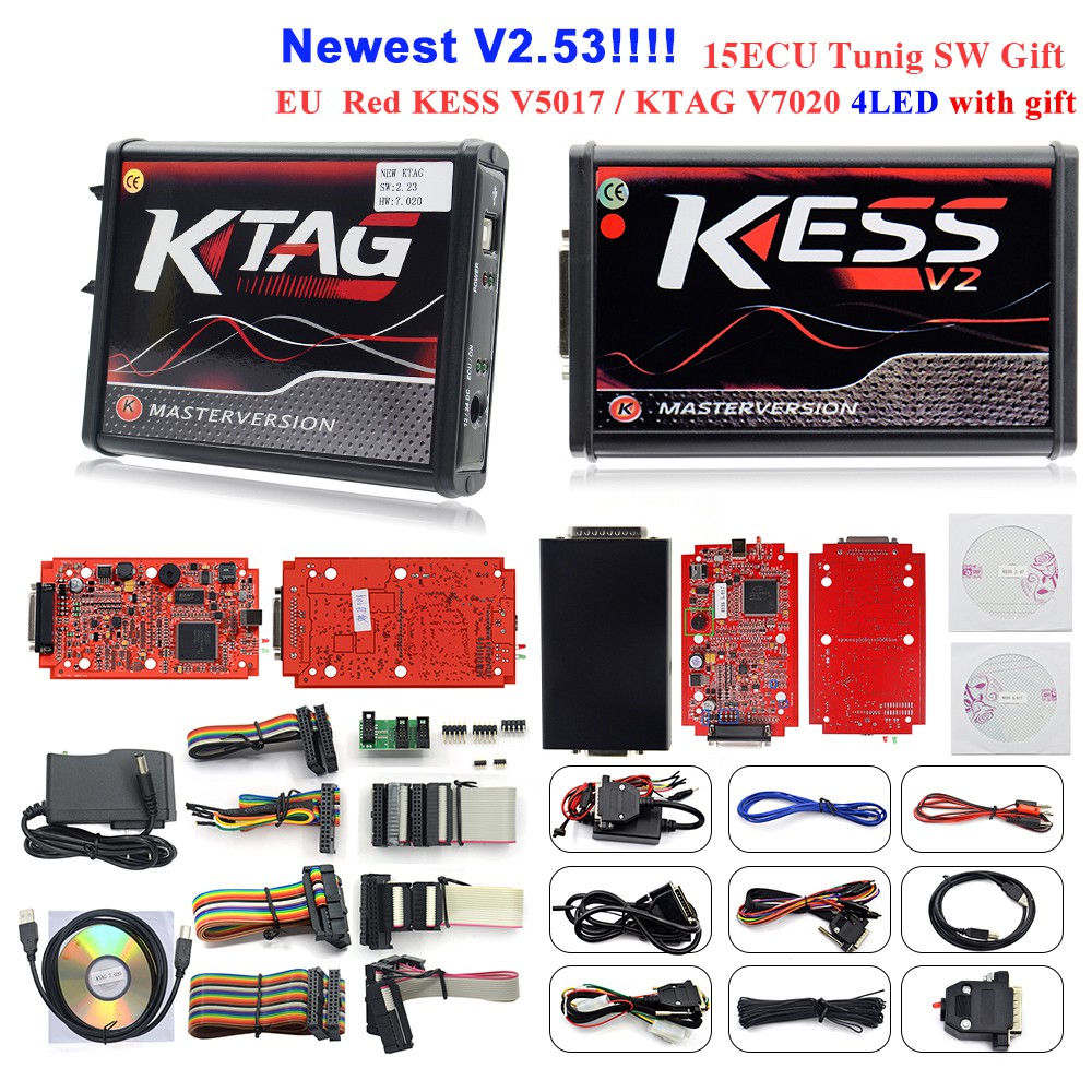 Ferramenta De Leitura E Digitalização KESS V2 V2.53 V5.017 EU red ECM Winols KTAG V2.25 V7.020 ECU OBD Carros Caminhões