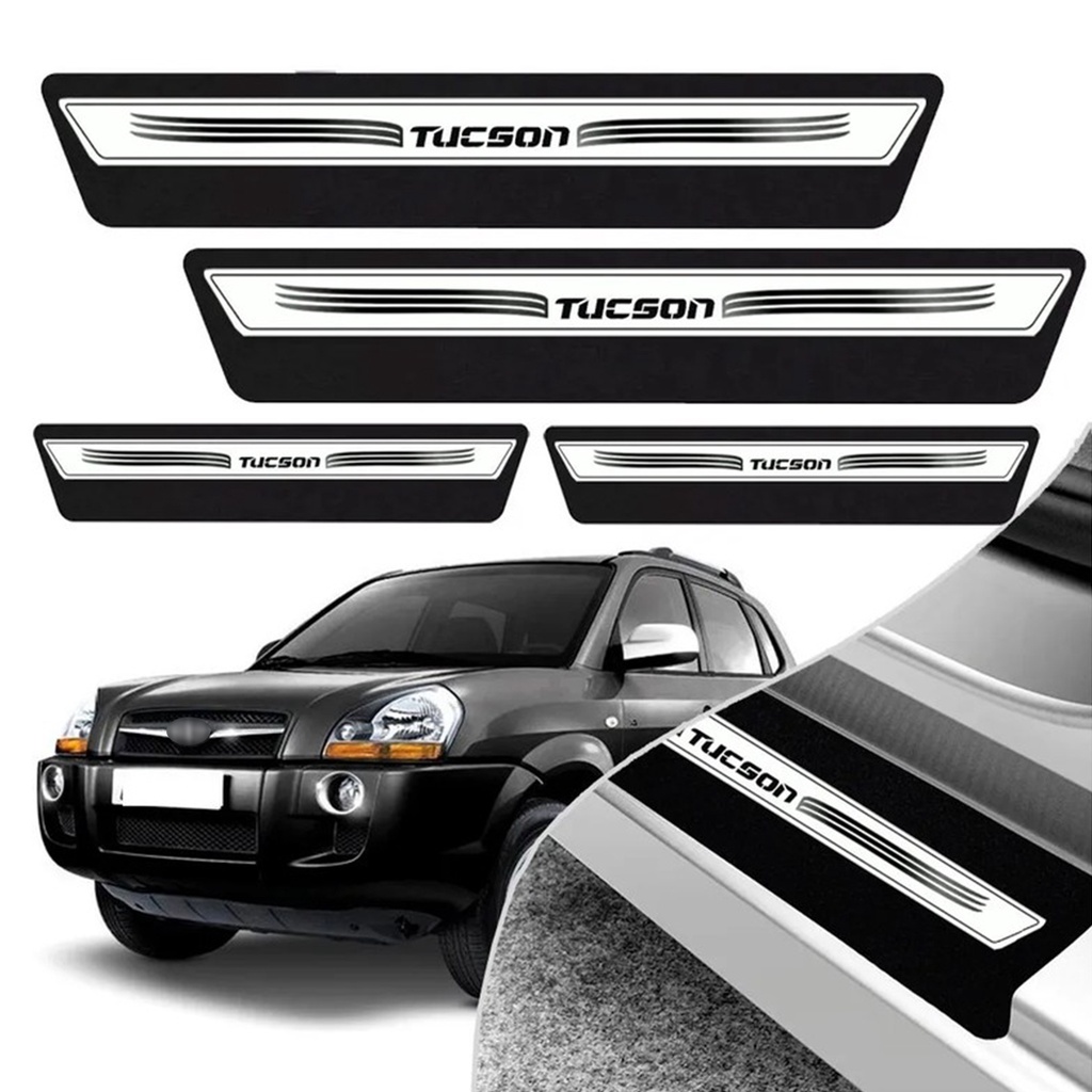 Kit 8 Peças Soleira Adesivo Porta Tucson 2006 2007 2008 2009 2010 2011 2012 2013 2014 2015 2016 - Prata Imperdível !!!! !!! Aproveite!