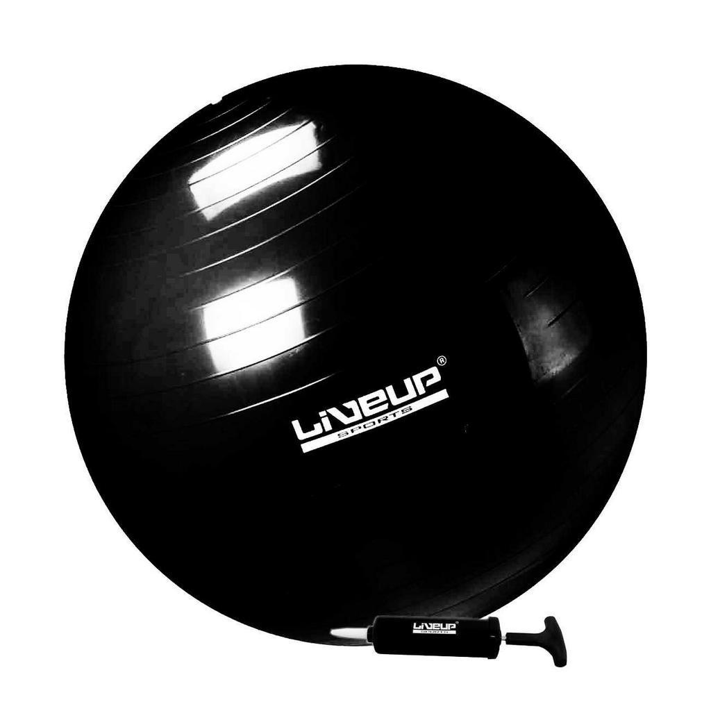 Bola Suíça de Pilates 65cm Premium Com Bomba Preto ou Cinza