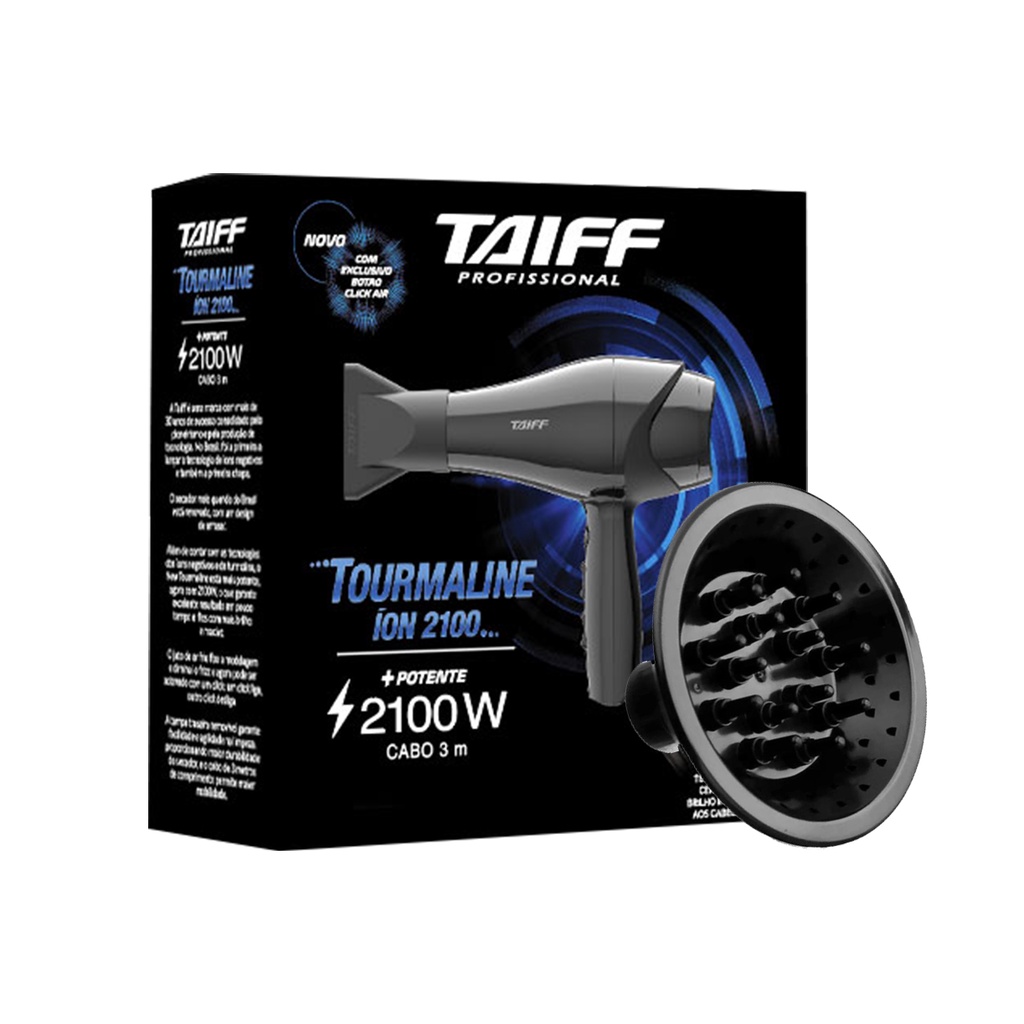 Secador Taiff Profissional New Tourmaline Ion 2100w 110v + Difusor