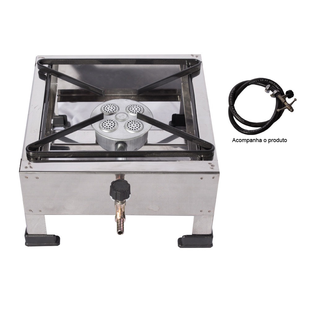 Fogão Fogareiro Inox 1 Boca Alta Pressão  Queimador Chapeirinho  Com Regulador De Gás Incluso em Oferta na Shopee