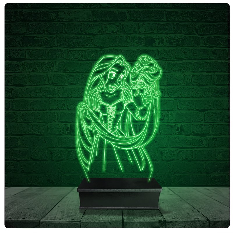 Luminária Abajur Acrílico Led - Rapunzel princesa Disney