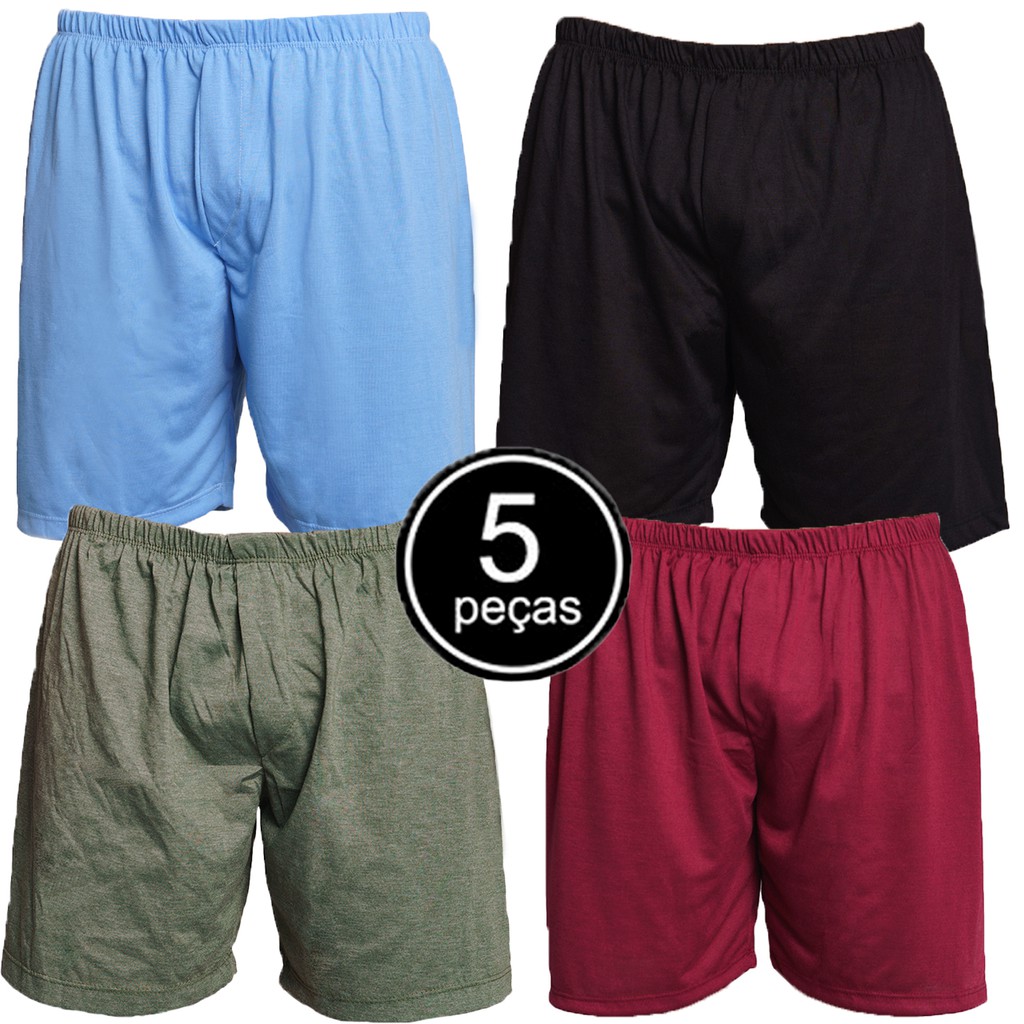 Kit 5 Samba Canção Lisa Malha Short Cueca Para Dormir Pijama Revenda