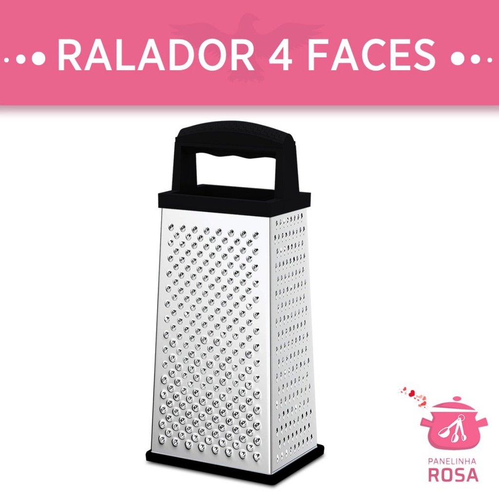 Ralador 4 faces de metal, plastico e silicone preta