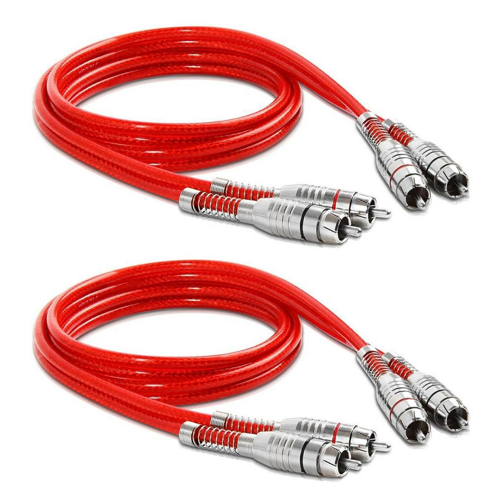 Kit 02 Cabos Rca Blindado Stetsom 1 Metro Prata Som Automotivo