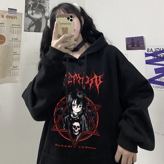 Moletom Canguru Blusao De Frio Demon Cranio Garota Gotica Punk Rock Moda Tumblr Japonese