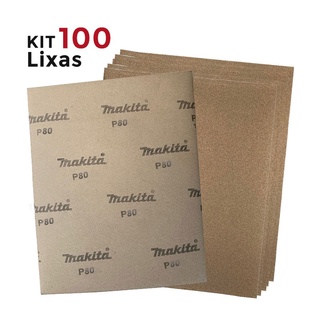 Kit 100 unidades Folhas de lixa para Madeira Grão 80 D-50809 - Makita