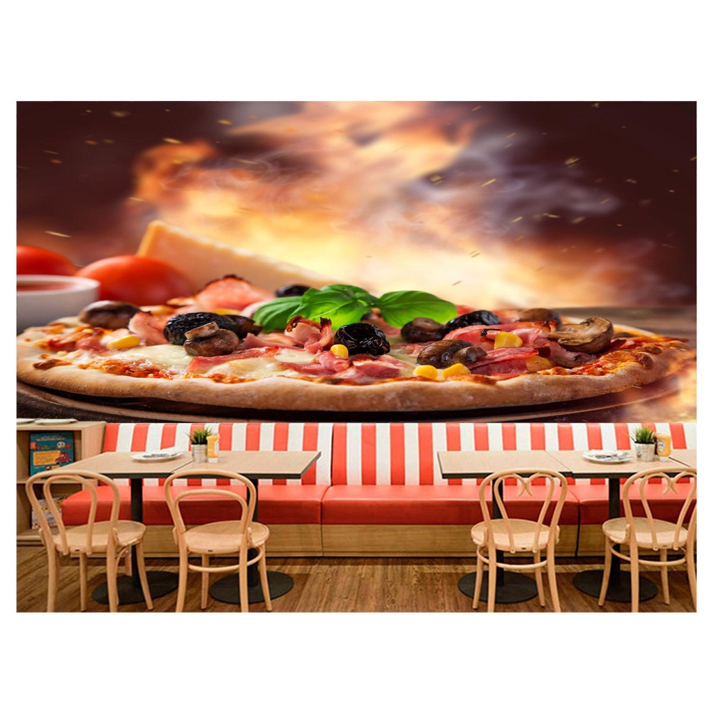 papel de parede Alimento Pizza Queijo 3D 10m² AL131