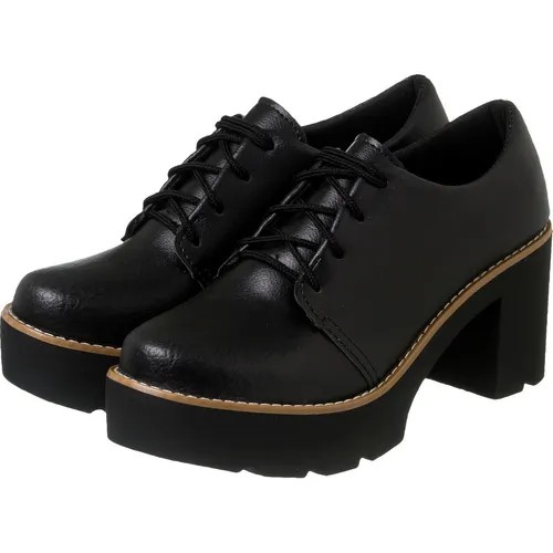 Oxford macio Feminino Salto médio Tratorado Liso Preto confortável novidade moda