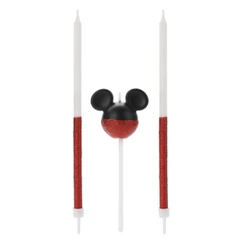 Vela Mickey 360 Glitter Vermelho Disney Silver Festas - Rizzo
