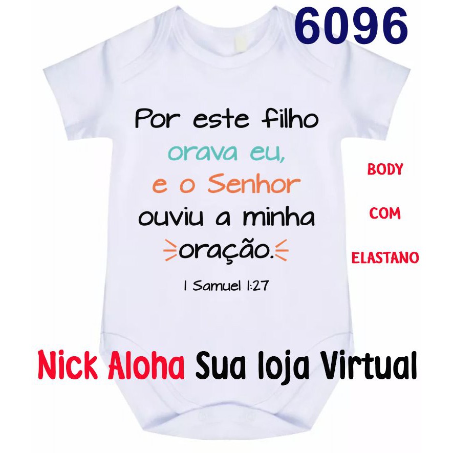 Body Bebê Por Este Filho Orava Eu, E O Senhor Ouviu Minha Oração I Samuel1:27 Cód 6096 em Oferta na Shopee