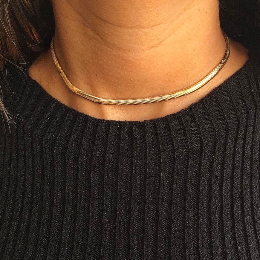 Colar Feminino Choker Malha Dourado Folheado a Ouro 18k Gargantilha Corrente em Oferta na Shopee