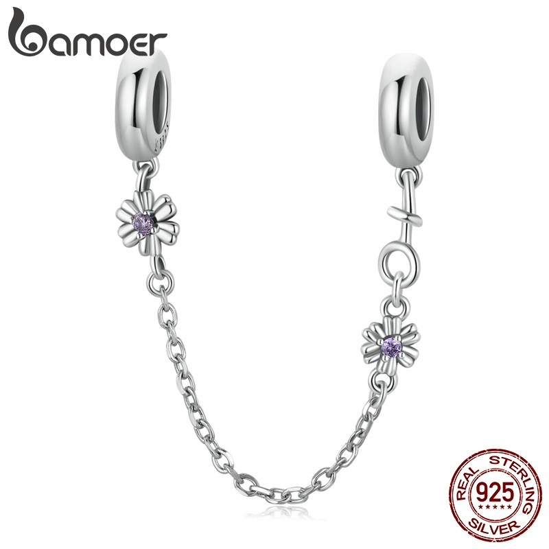 BAMOER Corrente De Segurança De Prata Esterlina 925 vintage Com Formato De Flor SCC2100 em Oferta na Shopee