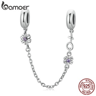 BAMOER Corrente De Segurança De Prata Esterlina 925 vintage Com Formato De Flor SCC2100