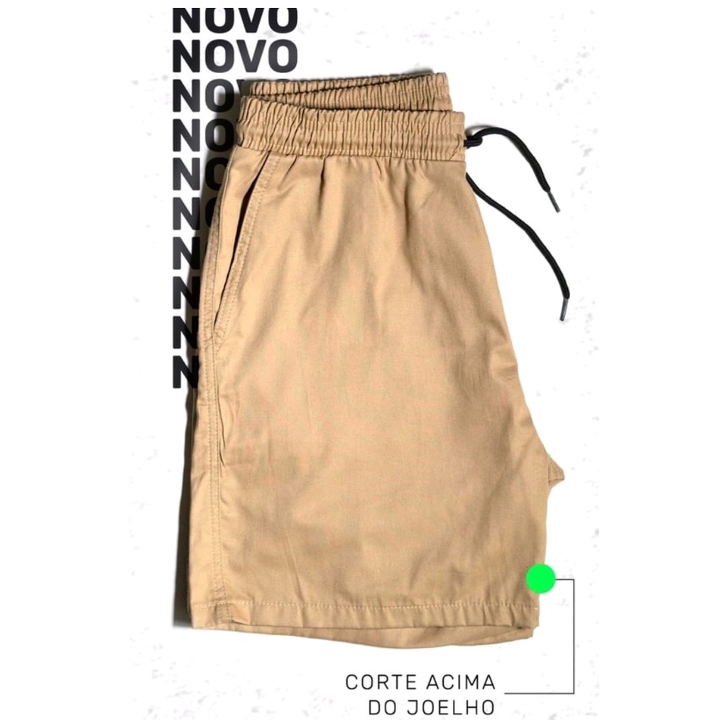 Bermuda Short Masculina Sarja Confortável Acima Do Joelho