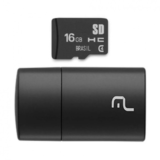 Kit Leitor USB e Cartão de Memória Micro SD 16GB Multilaser