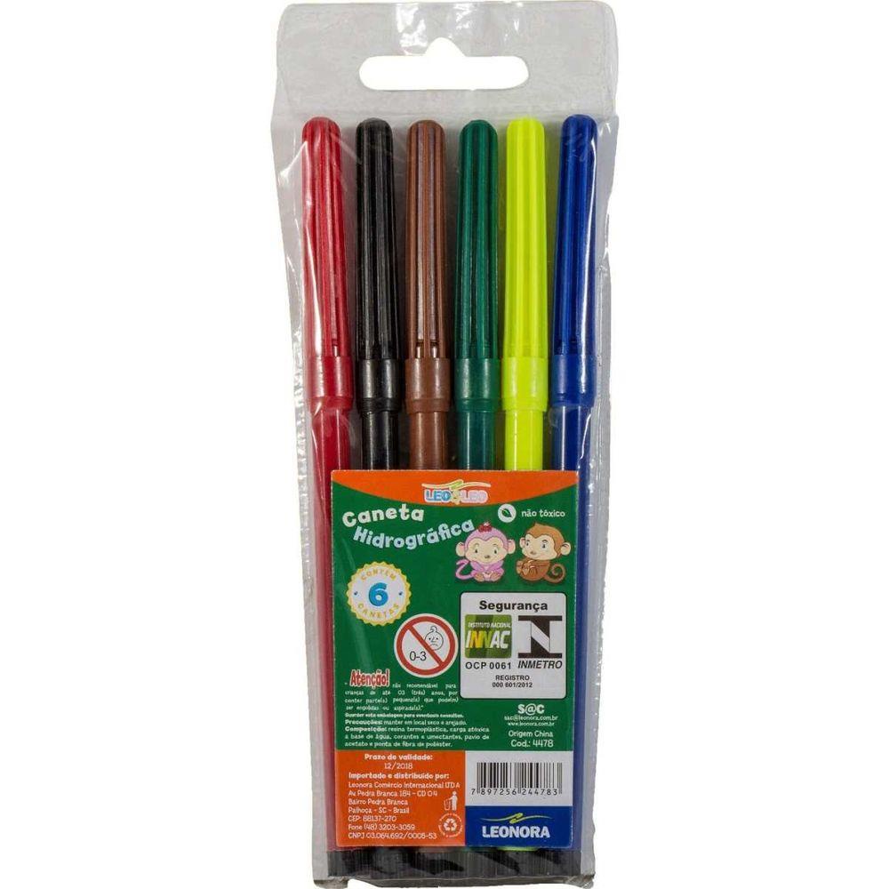 Kit 6 Caneta para colorir /Canetinha Hidrográfica coloridas Pronta ...