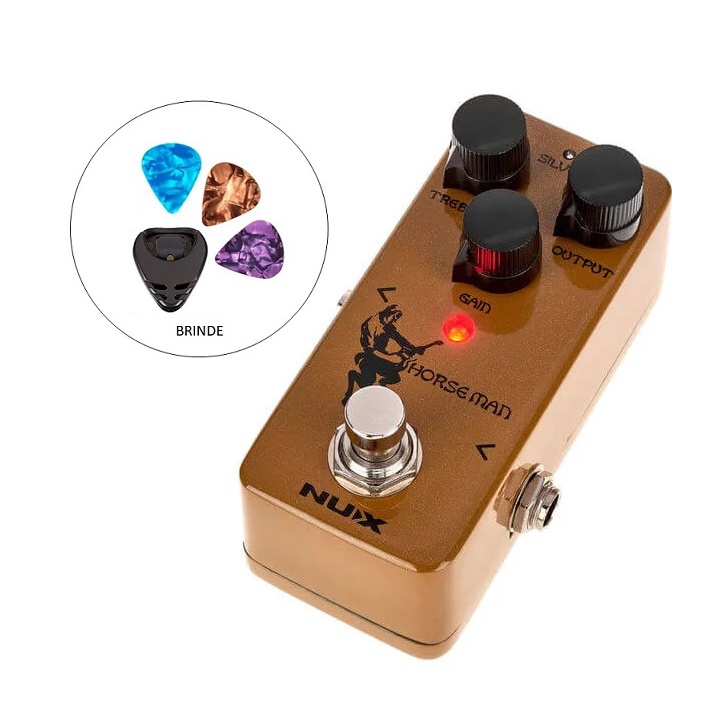Pedal De Efeito Drive e Booster Horseman Guitarra Nux + Palhetas e Porta Palhetas