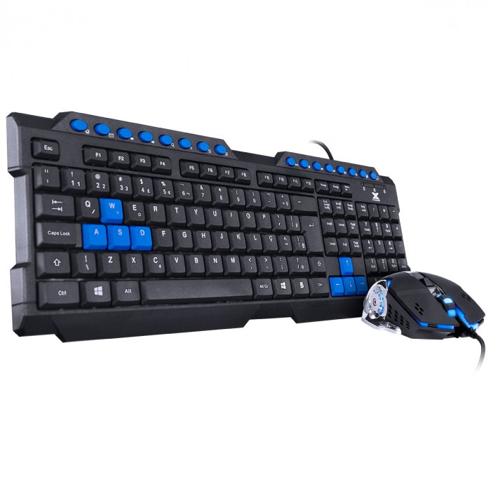 TECLADO E MOUSE GAMER VX GAMING GRIFO - MOUSE 2400 DPI CABO USB 1.8 METROS LED AZUL - VGC-01A