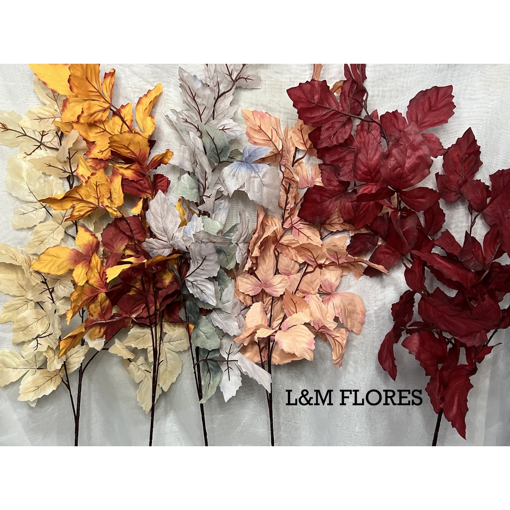 Galho de Folhas Canadense artificial com 3 galhos ideal para arranjos e decoração de casamento, festas e eventos