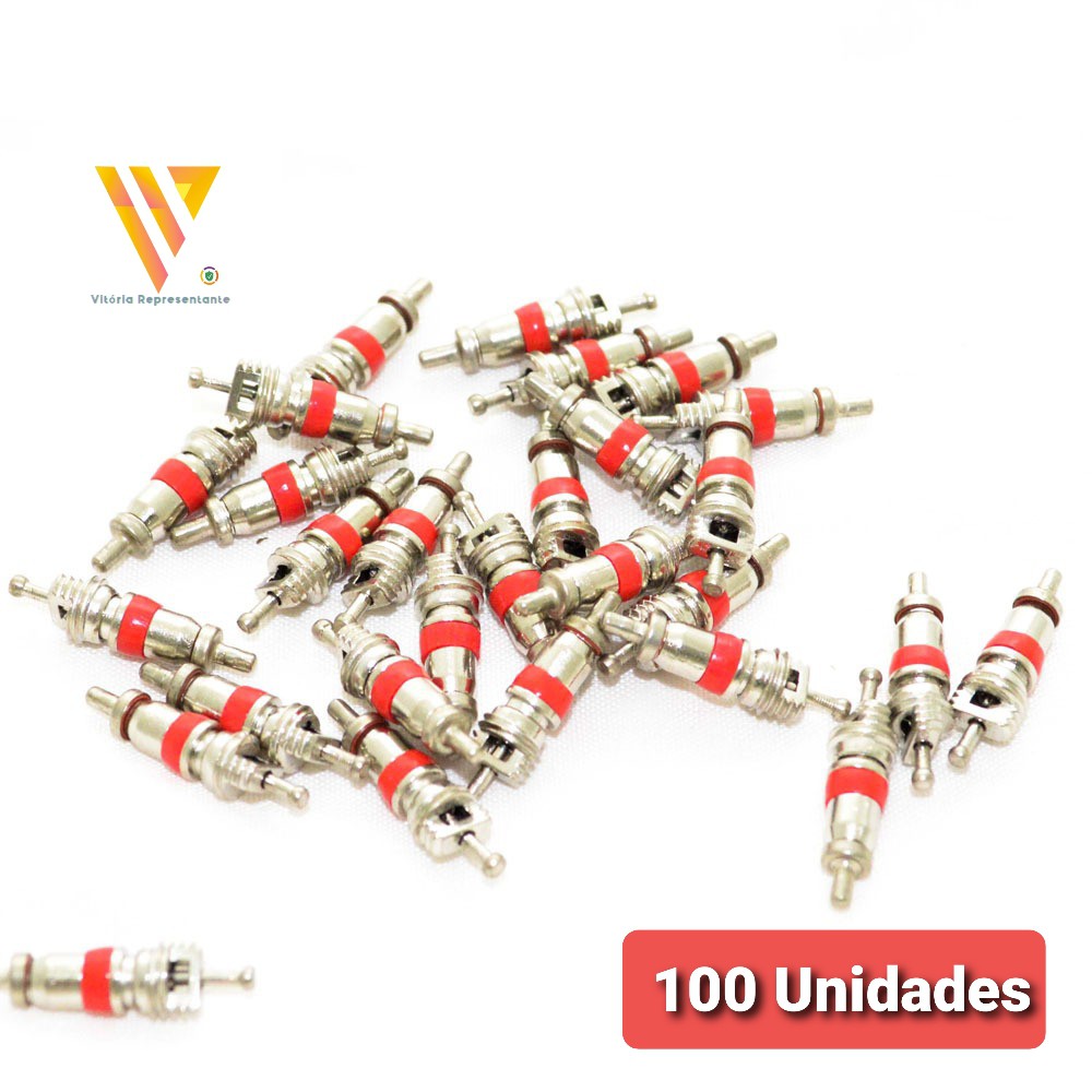 Kit 100pç Carro Bike Pneu Núcleo Válvula Bico Pneu Tampa