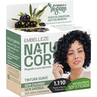 Tinta de cabelo natucor naturalmente sofisticada azeite de oliva negra preto intenso profundo 1.110