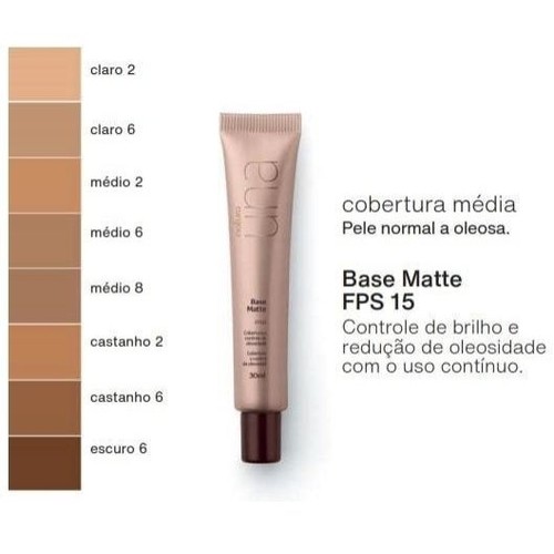 Base Matte Natura Una FPS 15 claro 6 | Shopee Brasil