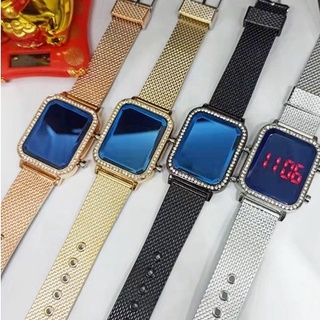 Relógio Feminino Digital Led Quadrado Dourado e Rose Charmoso Elegante nova Moda para 2022
