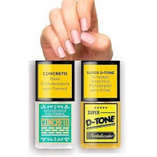 Kit Base Concreto Endurecedor Com Formol + Base Super D-Tone Fortalecedor S.O.S Unhas Top Beauty - Envio Rápido