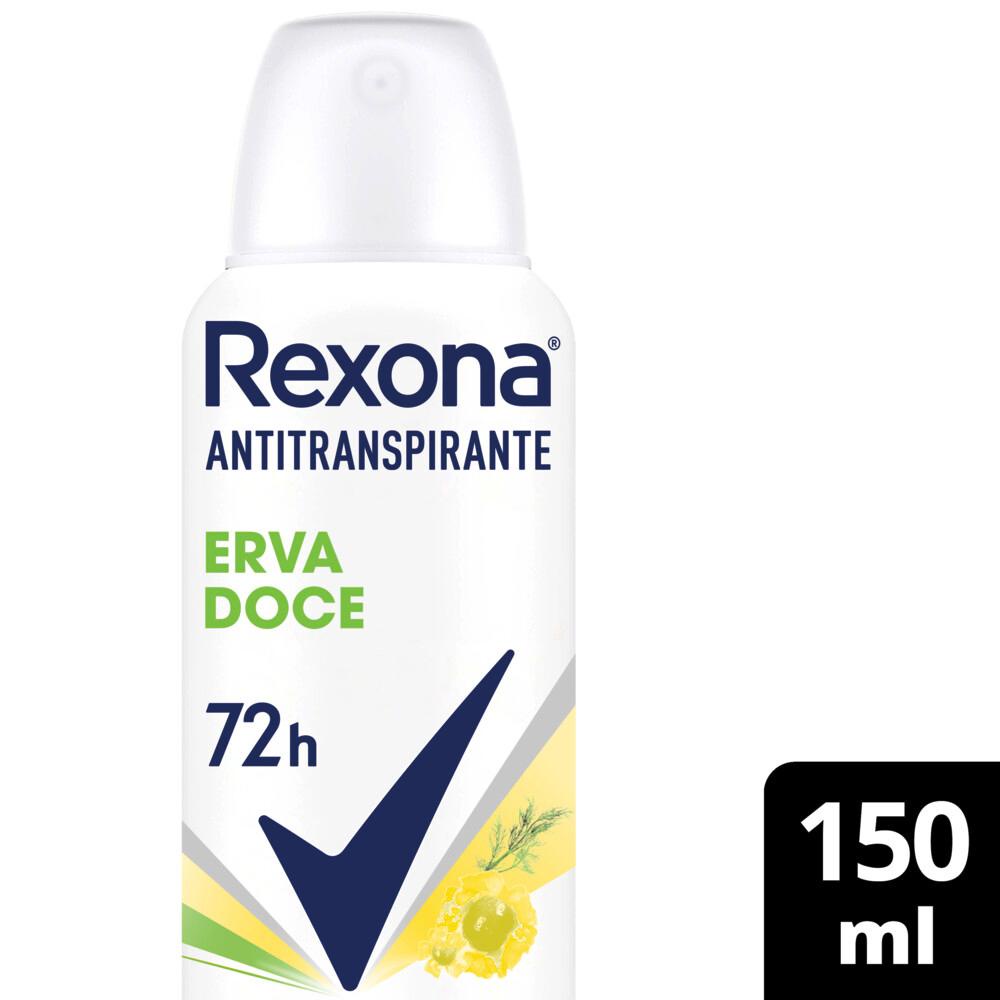 Desodorante Antitranspirante Aerosol Feminino Rexona Erva Doce 72 horas 150ml em Oferta na Shopee