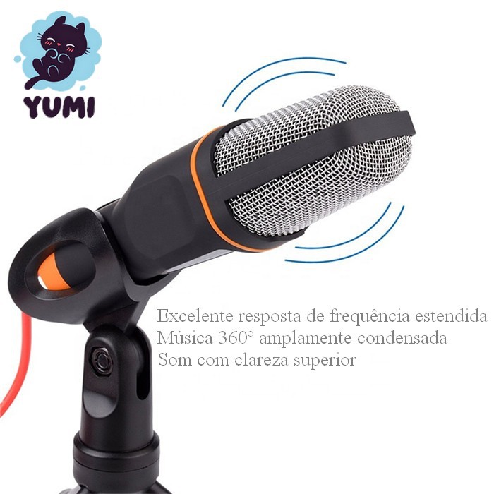 Microfone condensador Yumi P/ Computador Youtuber Live omnidirecional em Oferta na Shopee