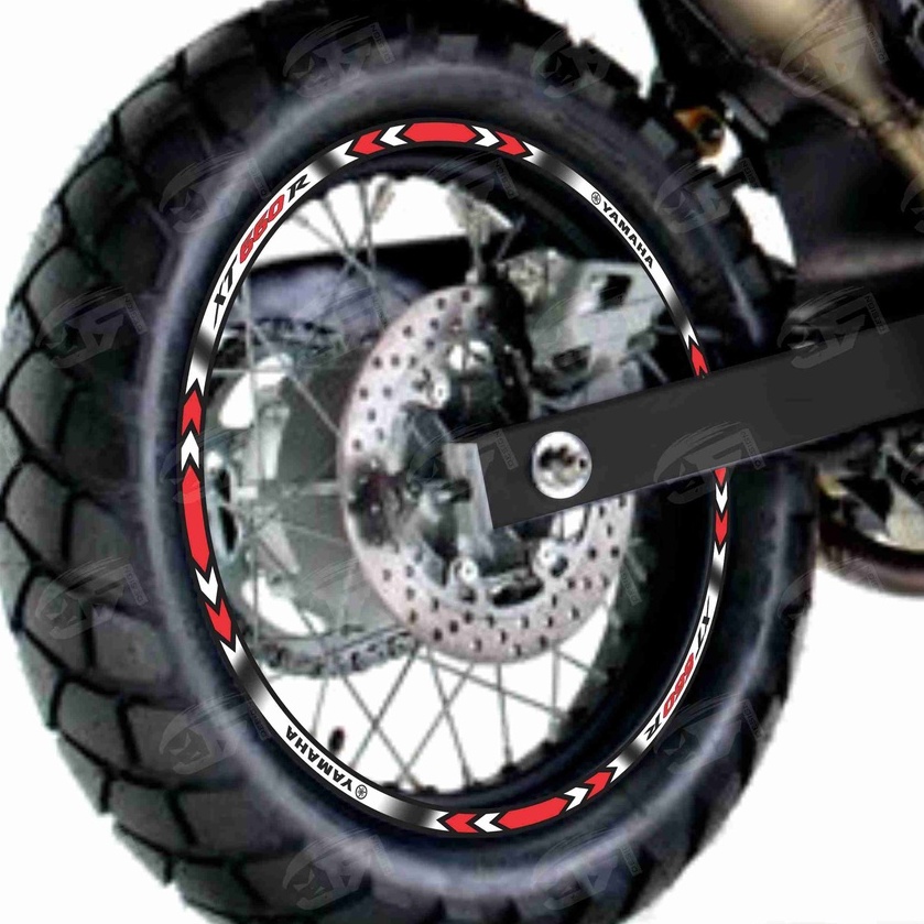 Adesivo Friso Refletivo Roda Moto Yamaha XT 660R XT660R XT 660 R XT 600 XT600 Tenere 660 M01 vermelho branco