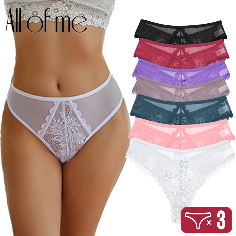 3 Pçs/Set Mulheres Rendas G-string Calcinha S-XL Perspectiva Meninas Tangas Lingerie Macia Pantys Cueca Femme Intimates