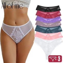 3 Pçs/Set Mulheres Rendas G-string Calcinha S-XL Perspectiva Meninas Tangas Lingerie Macia Pantys Cueca Femme Intimates