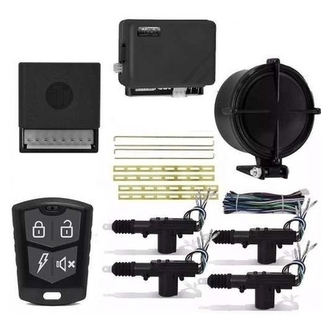 Alarme Automotivo Carro com Bloqueio + Kit Trava Elétrica 4 portas