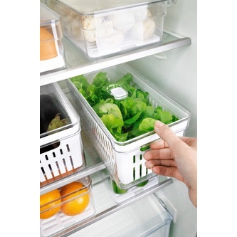 Kit 3 Caixas Organizadoras Para Geladeira Frutas Verduras Legumes Conserva os alimentos