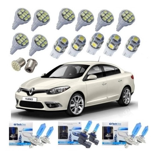 Kit Led + Super Branca Farol Milha Renault Fluence Techone