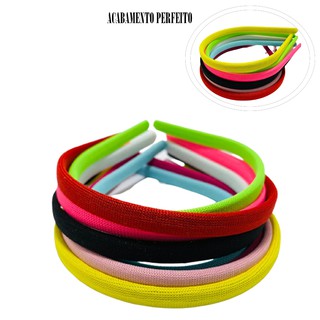 24 Tiara Arco encapada Customizar decorar cabelo menina colorida Tecido 10mm- Mix Cores Vivas