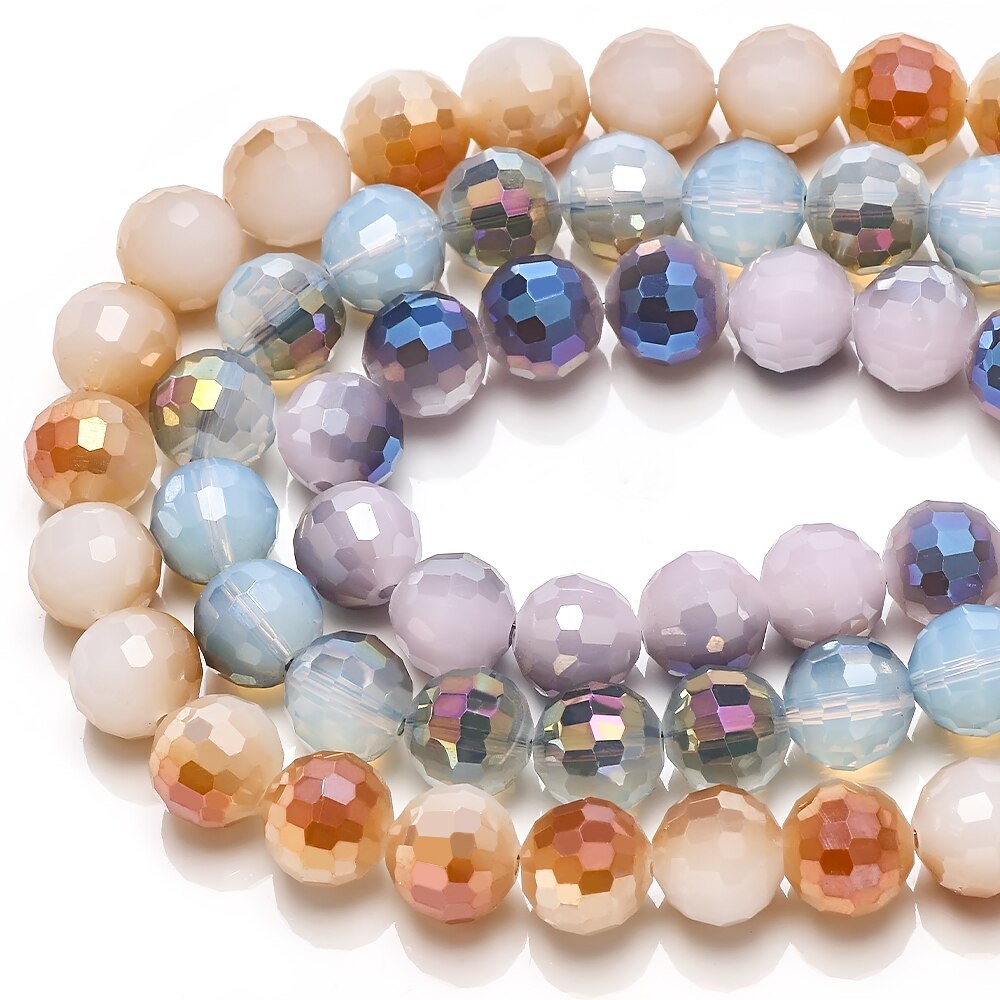 ZHUBI 70PCS/LOT 8mm Cristal Redondo Miçangas De Bola Com Banho De Vidro Para Jóias Femininas Acessórios De Bricolagem Contas E Colar Atacado em Oferta na Shopee