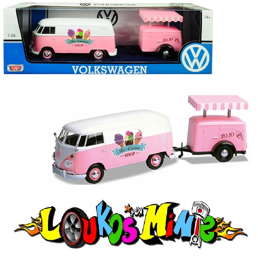 Motormax Volkswagen Kombi T1 Pick-Up & Delivery Trailer Ice Cream escala 1:24