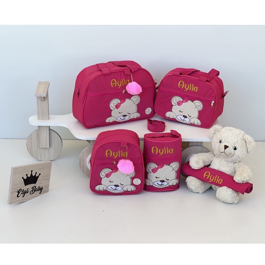 Bolsa Maternidade Menina Personalizada Ursa Elyã Baby