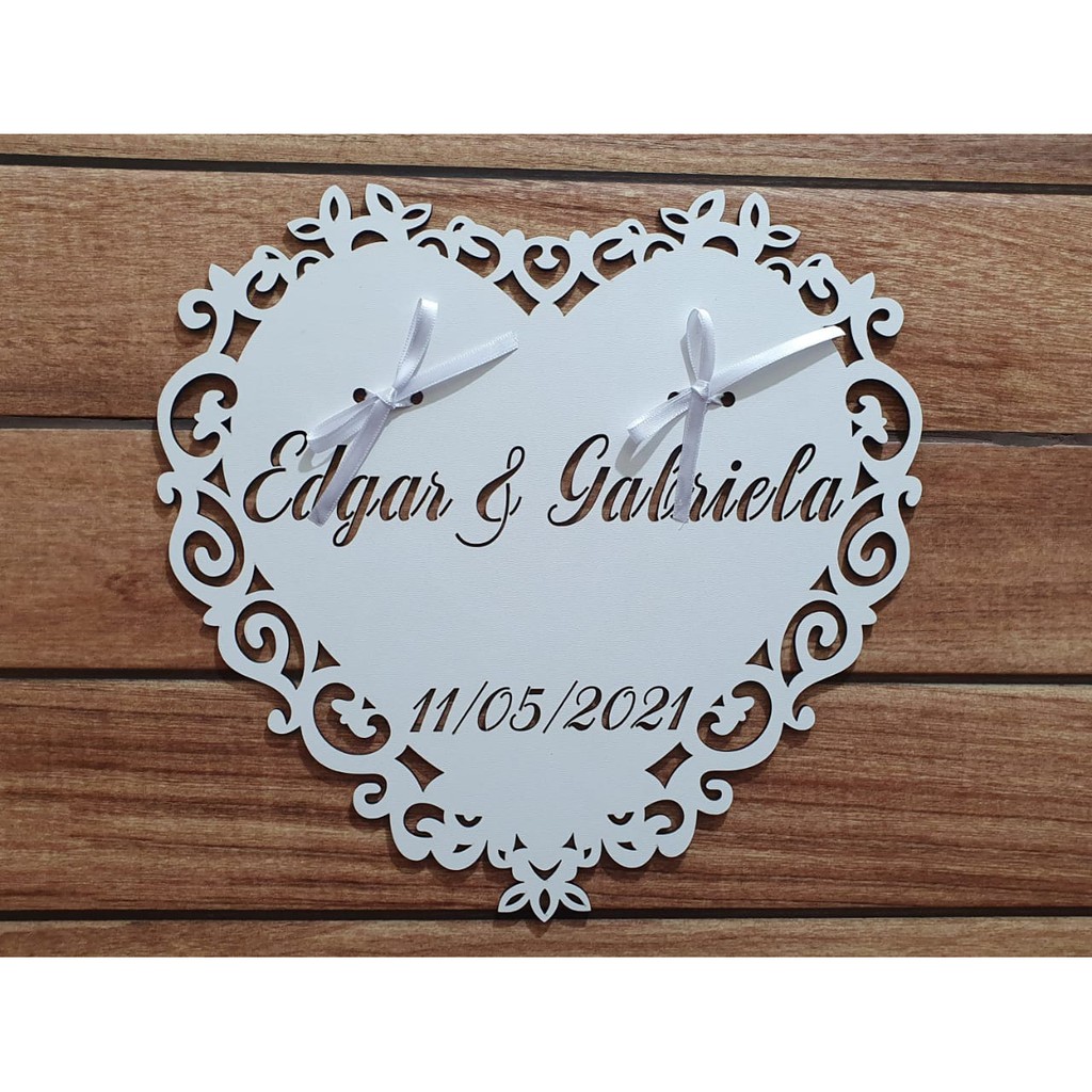 Porta Alianças Personalizado Em Mdf Branco Casamento Top Luxo daminha de honra pagem em Oferta na Shopee