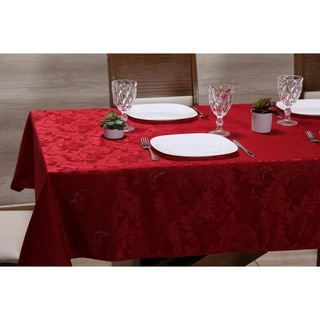 Toalha para Mesa de 12 lugares Tecido Jacquard - Vermelho