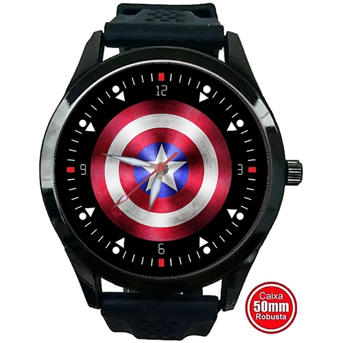 Relógio de Pulso Personalizado Comics Desenho Herói Capitão América Lindo