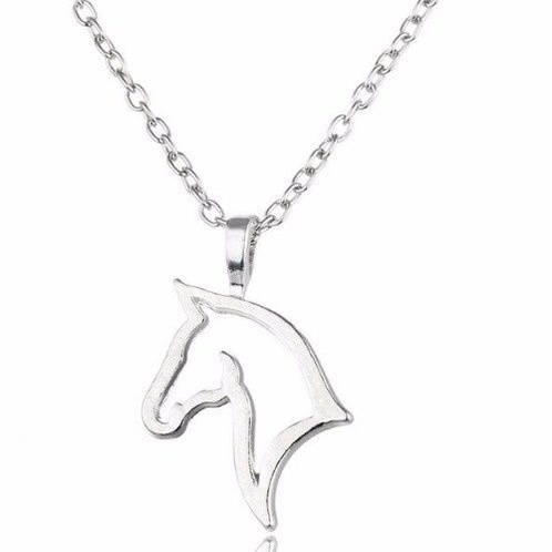 Colar E Pingente Country Rosto Cavalo Folheado A Prata em Oferta na Shopee