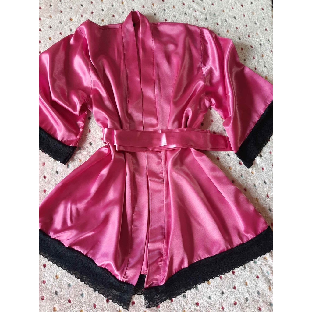 Robe roupão Roby  femenino  acabamento em renda Pink luxo