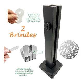 Coluna Torre de Inox 30 cm PRETO FOSCO para Guarda Corpo de vidro. em Oferta na Shopee