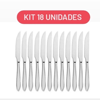 Kit C/18 Faca Talher Aço Inox Grande Luxo Sopa Bar Restaurante Buffet Faqueiro