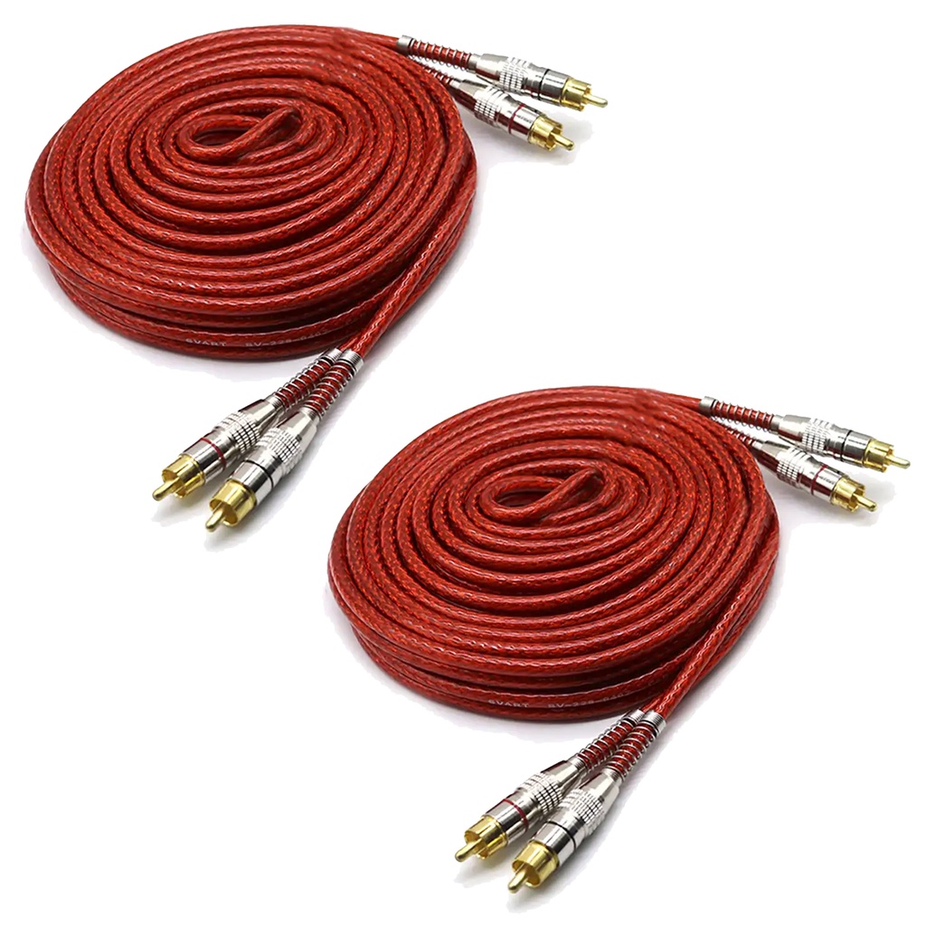 2 Cabos Blindado RCA 5 Metros 5mm Prime Cobre - Dupla Blindagem Techone Par Para Carro em Oferta na Shopee